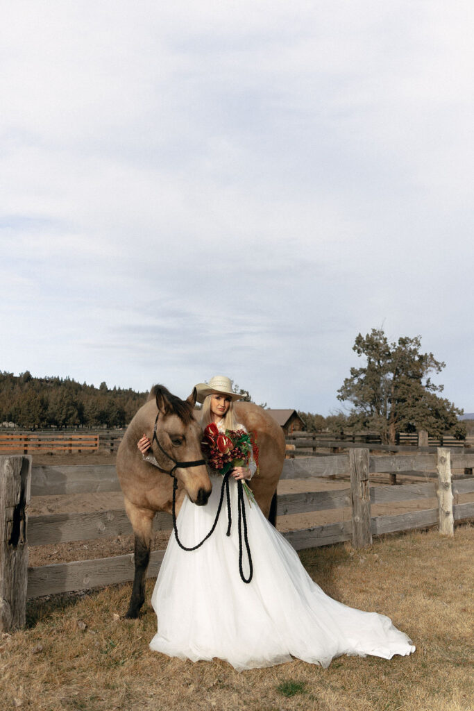 Bridal portraits at Long Hollow Ranch in Bend, Oregon