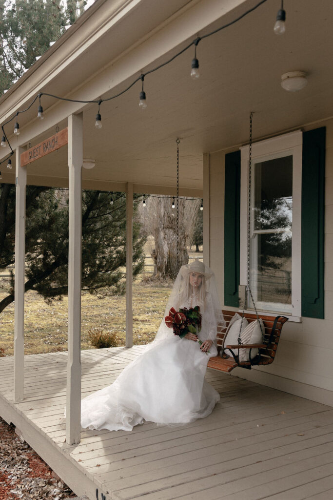 Bridal portraits at Long Hollow Ranch in Bend, Oregon