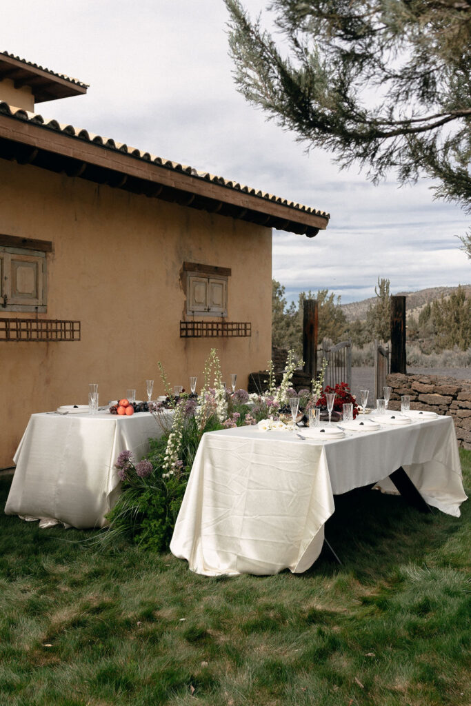 Reception table setup at Ranch at the Canyons