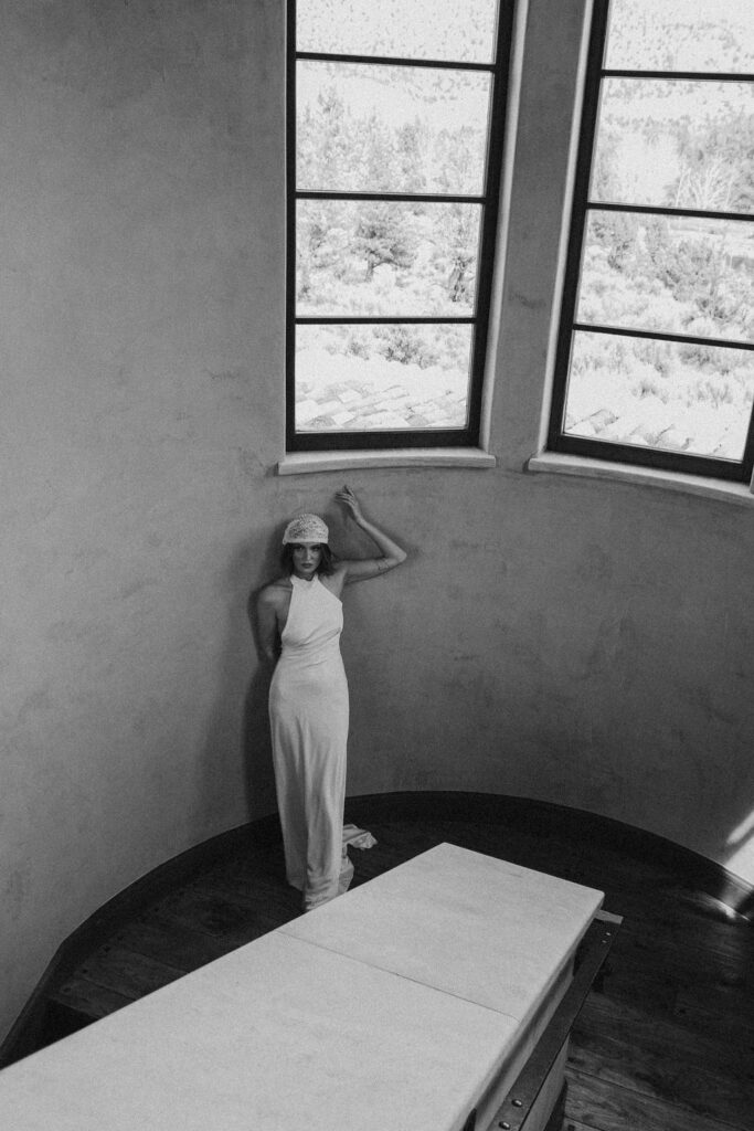 Editorial wedding photography of bride posing in Ranch at the Canyons